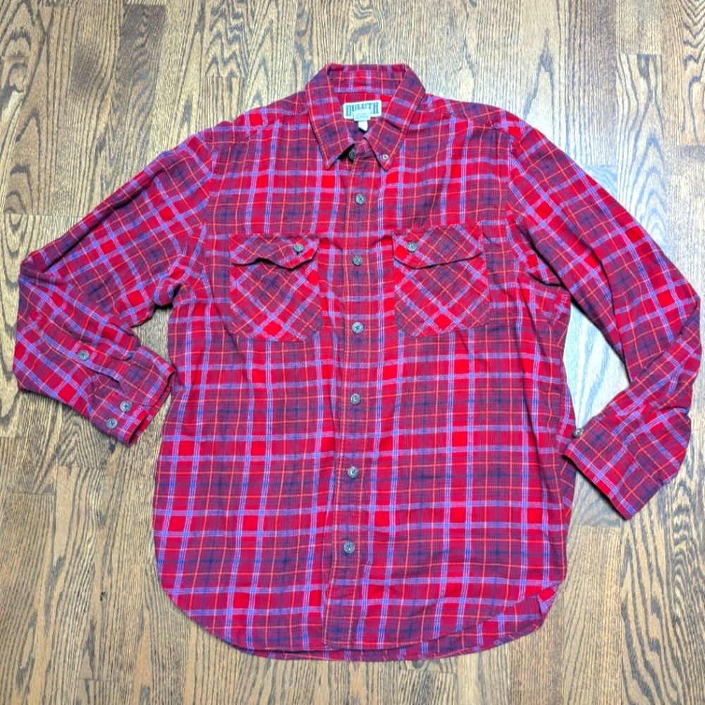 Red Plaid Flannel Duluth trading company Large Mens
